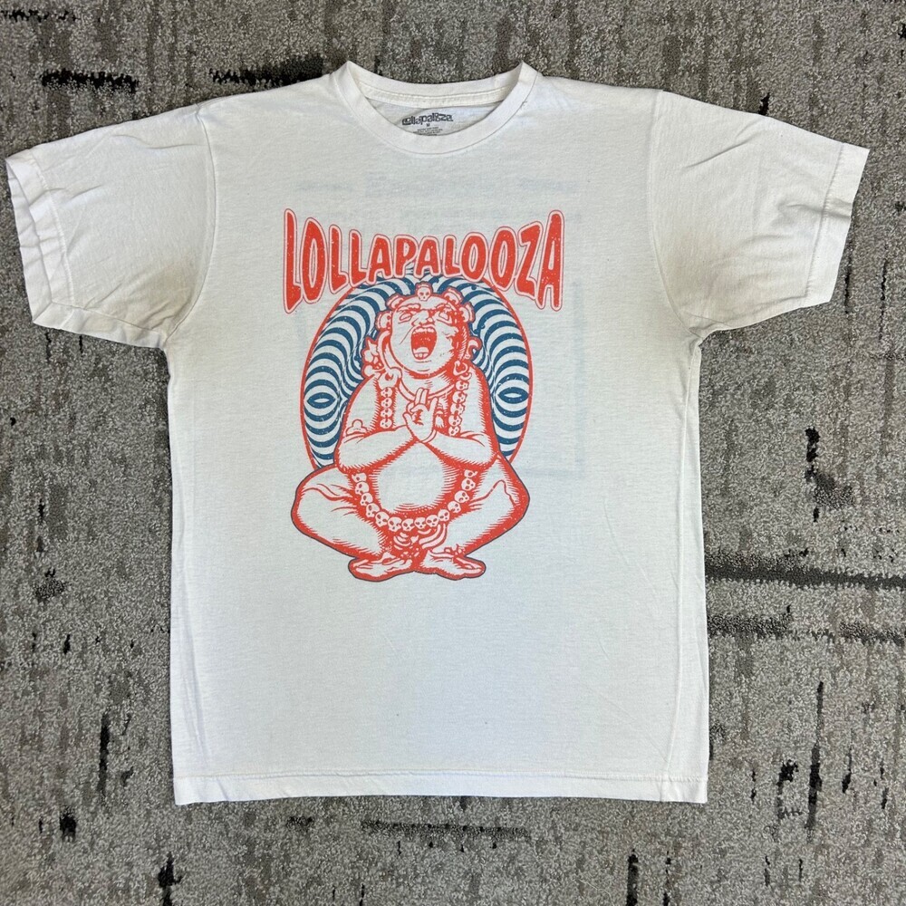 Lollapalooza 25 Years 2016 T Shirt White Buddha Concert Band Tee Shirt